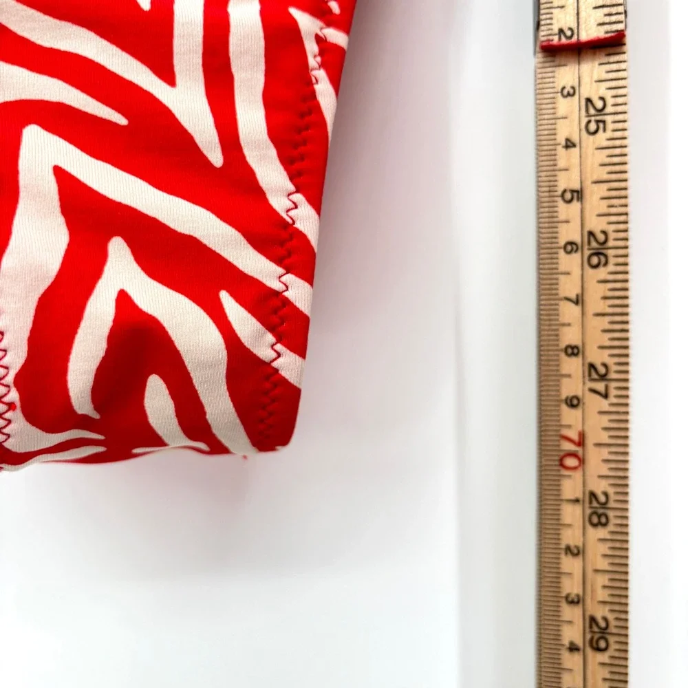 It's Now Cool Showtime‎ One Piece Swimsuit Red Zebra Print High Leg Size M
